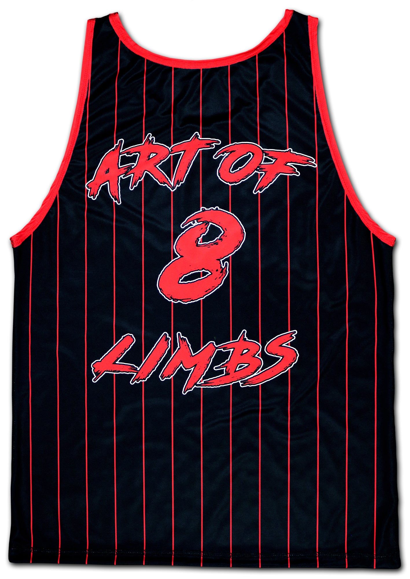 black thai boxing tank top with red stripes