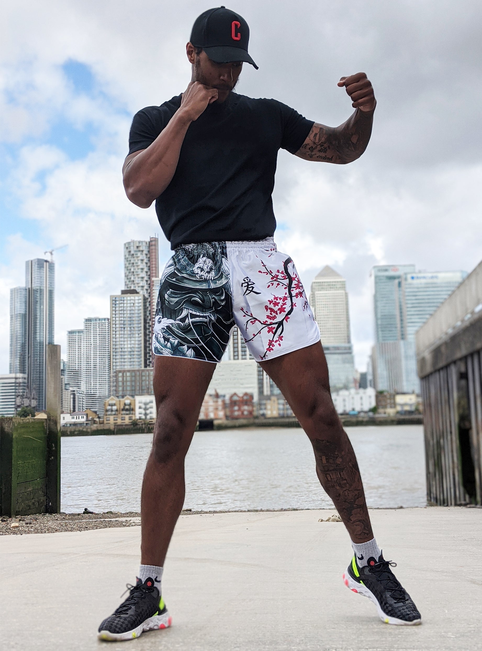 Muay Thai Shorts Cherry Blossom Samurai fighter