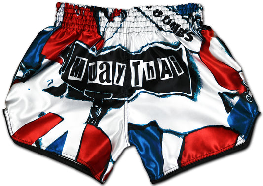 patriout muay thai shorts in color red, white and blue