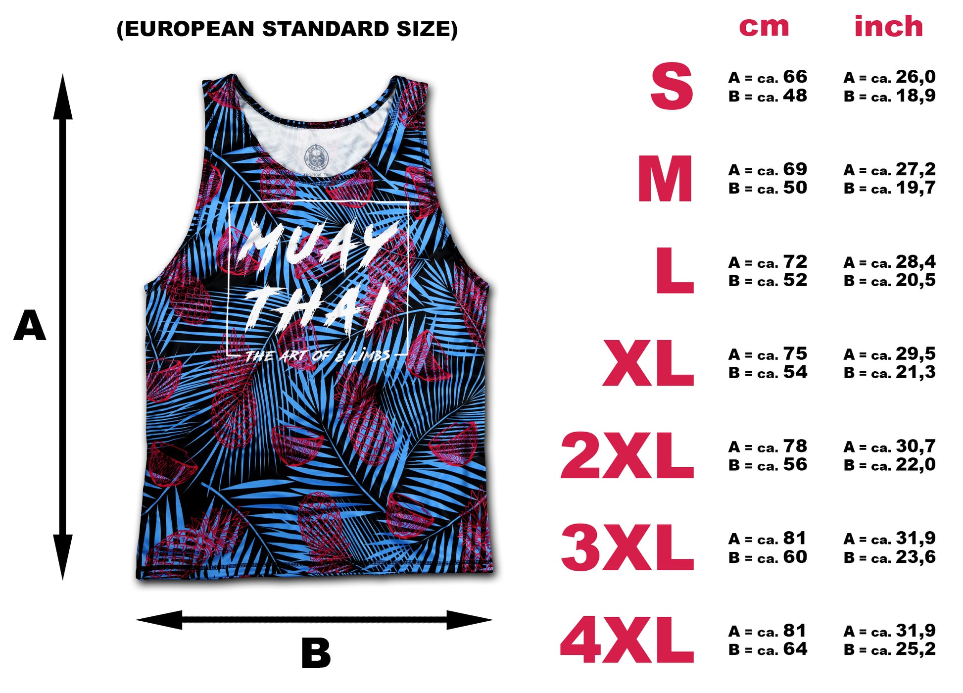 muay thai tank top size