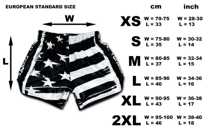 buy black and white muay thai boxing shorts 