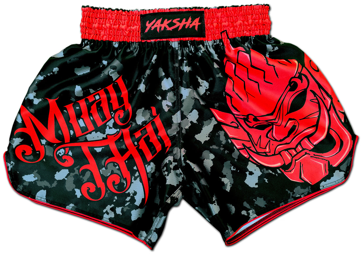 Muay Thai Shorts Black Camouflage